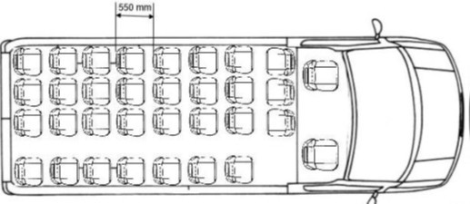 Grundriss Mercedes 519 Schulbus 31+1+1 = 33 SitzplÃ¤tze
