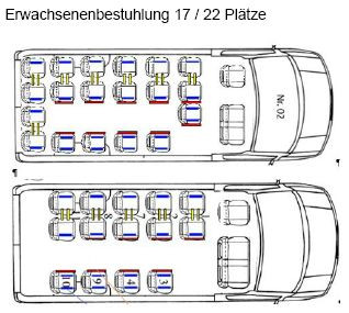 Grundriss Mercedes 519 cdi VIP Midibus mit 17/22 SitzplÃ¤tzen schwarz metalisiert